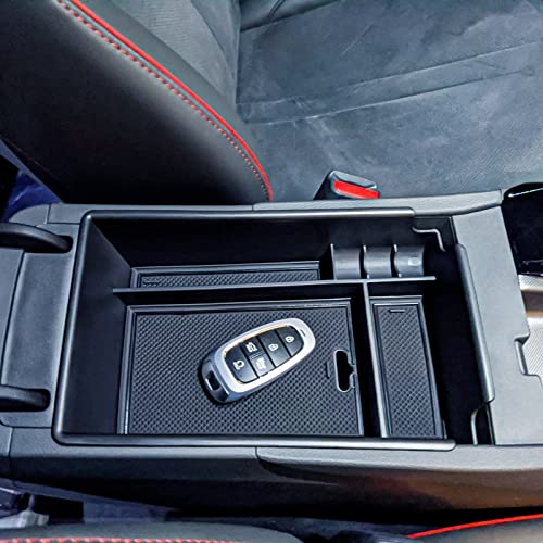 Center Console Organizer Tray Compatible with Hyundai Sonata Accessories 2020 2021-2022 2023 Limited N-Line Interior Armrest Secondary Storage Box ABS Material, Black Trim