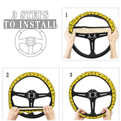 Rubber Ducky Cartoon Steering Wheel Cover for Women Men, Non-Slip Steering Wheel Protector Car Wheel Covers, Universal 15 Inch Fit for Auto, Suvs, Truck - color: Rubber Ducky Cartoon