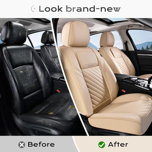 Coverado Car Seat Covers Front Set - color: Beige-0, size: Front Pair