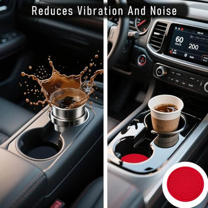 Car Cup Holder Coaster 4 Pack - Non Slip & Shockproof,Flexible PVC Rubber Insert for Car/Truck/SUV/Van (2.75"x0.2") Universal Fit Auto Cup Holders Accessories for Women and Man (Red) - color: Red