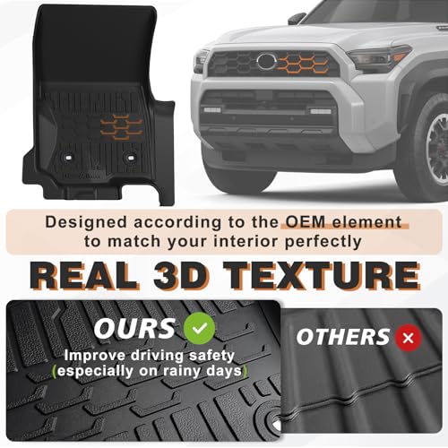 TripleAliners Fit for Toyota 2025 2026 4Runner Accessories Floor Mats All Weather Liners Custom Fit TPE Heavy-Duty 1st&2nd Row Waterproof Anti-Slip Floor Liners (Only for 5 Seats) Not for Hybrid Model - size: 4Runner | 5-Seat | 2025+