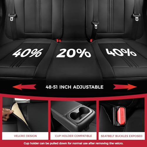 FREESOO Black Car Seat Covers Full Set, Universal Leather Seat Covers for Cars Trucks SUV, Waterproof Car Seat Cover Back Seat and Front, Breathable Car Seat Protector Cushion Fit for Most Vehicles