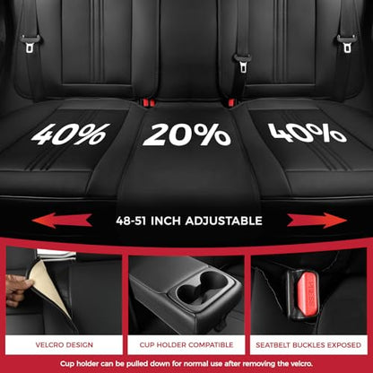 FREESOO Black Car Seat Covers Full Set, Universal Leather Seat Covers for Cars Trucks SUV, Waterproof Car Seat Cover Back Seat and Front, Breathable Car Seat Protector Cushion Fit for Most Vehicles