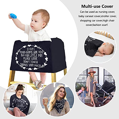 Metplus Car Seat Cover Baby, No Touch Sign Carseat Canopy, Nursing Breastfeeding Covers, Stretchy Universal Fit, Multi-Use for Stroller/Shopping Cart/High Chair, Gender Neutral Shower Gift - color: Black