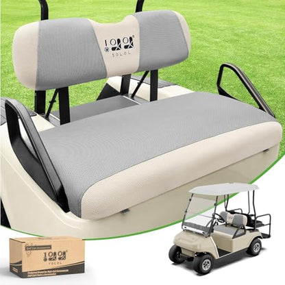 10L0L Golf Cart Seat Covers, Super Comfort Cooler Than Vinyl Seat Cover, Front and Rear Seat Cover for Yamaha EZGO Club Car, No Drilling Breathable Mesh Bench Seat Blanket, Machine Washable - color: Dark Gray + Beige, style: Front Seat - For EZGO TXT & RX