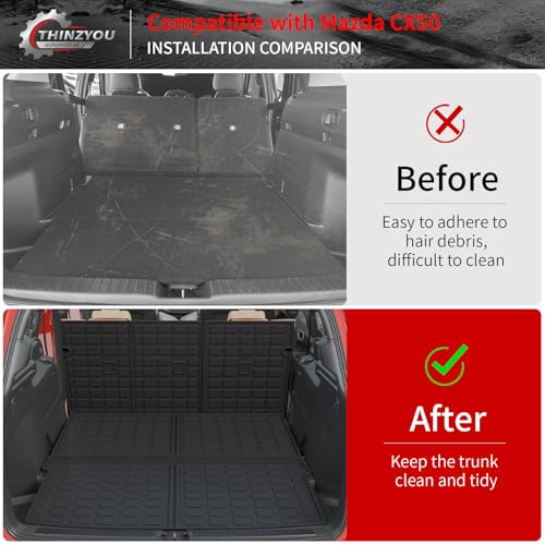 Cargo Mat Compatible with 2023 2024 2025 2026 Mazda CX50 Trunk Mat Trunk Liner Cargo Liner TPE All Weather Back Seat Cover Protector 2024 CX-50 Accessories (Trunk Mat+Backrest Mats) - style: For Mazda CX-50 | 2023-2026