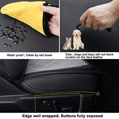 LUCKYMAN CLUB F150 Full-Set Seat Covers J03-Q3 with Waterproof Faux Leather, Fit 2015-2026 Ford F150 and 2017-2026 F250 F350 F450 (Full Set, Black-Gray) - color: Black&Gray, size: Full Set