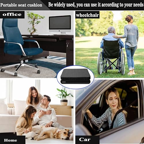 Innovative Gel Seat Cushion for Long Sitting, Soft and Breathable, Seat Cushion for Back, Sciatica, Hip, Tailbone Pain Relief, Used for The Office, Wheelchair, Car, Recliner, Stadium, Kayak.(Black)