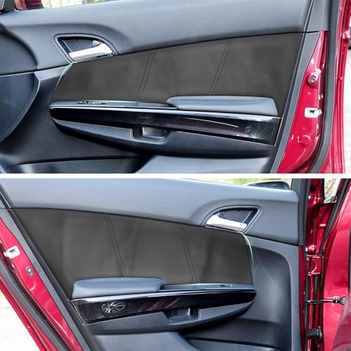 4PCS Door Panel Cover Compatible with Honda Accord 2008-2013 Front and Back Vinyl Leather Insert Cards Protector Trim Black (Only Leather Part)