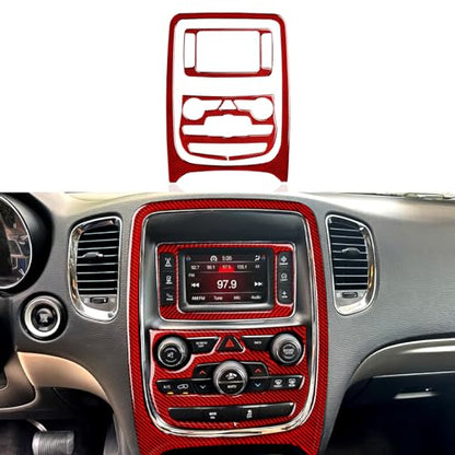 Car Center A/C Outlet Panel Decals for 2014-2017 Dodge Durango Accessories Carbon Fiber Interior Stickers, Red - color: Center a/C Outlet Panel