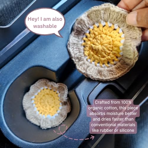Cotton Crotchet Ruffled Flower Coaster Set (Lemon Sorbet) - color: Lemon Sorbet