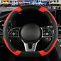 Microfiber Leather D Shaped Steering Wheel Cover, Breathable, Anti Slip, 13.5 inch to 14 inch, Black with Red - color: Black Red, size: D Shape-Small[13.5''-14'']