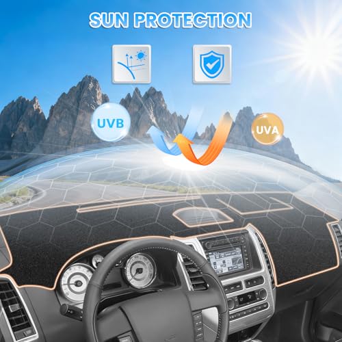 KUST Black Dash Cover Compatible with Ford Edge 2007-2014 Dashboard Cover Accessories for Edge Non-Slip Polyester Dashboard Mat Custom Fit Center Console Sunshield Protector No Glare - size: Edge 07-14(Black)