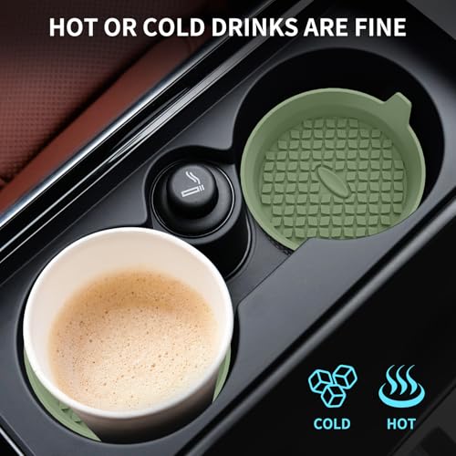 Car Cup Holder Coasters [4 Pack] Silicone Cups Mats, Automotive Universal Non-Slip Recessed Interior Accessories Olive Green - color: 4pack-olive Green