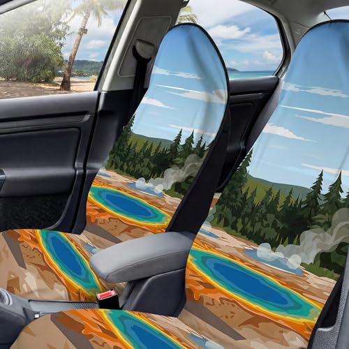 2 Pack Car Seat Towel Covers, Sweat Protector for Front Seats, Premium Thickened Microfiber with Elastic Strap, Breathable Quick Dry, Machine Washable Cover for Gym Running Universal Fit Hot Spring - color: Hot Spring2