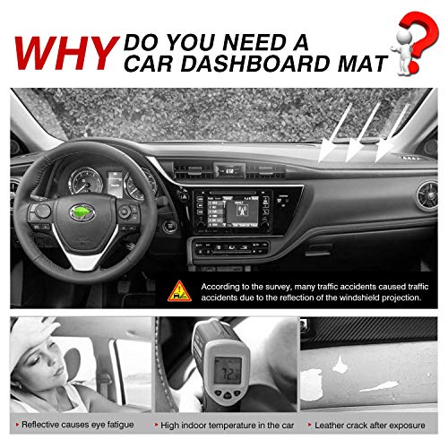 CARTIST Dashboard Cover Mat for 2014-2018 Toyota Corolla Accessories Dash Cover Flannel Dash Mat Sunshade Glare UV Rays Protector