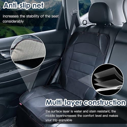 Sinvitron Car Seat Protector for Child Car Seat - Waterproof Non-Slip Leather Mat with 2 Mesh Pockets, Universal Seat Cover for Baby, Pets & Vehicles (1-Pack, Black) - color: 1 Pack Back