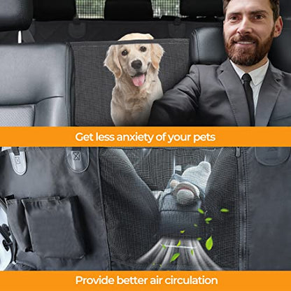 Simple Deluxe Dog Car Seat Cover for Back Seat, Waterproof Dog Car Hammock with Mesh Window, Scratchproof & Nonslip Seat Protector for Cars, Trucks, SUVs, Standard