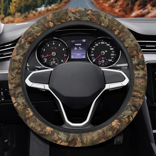 Camo Car Steering Wheel Cover 15 Inches for Men Universal Steering Wheel Covers with Elastic Edge Washable Non Slip Car Accessories Gift for Friends - color: Branch Camo