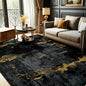 RELEANY Washable Area Rugs 8'x10' Non-Slip Modern Abstract Soft for Living Room Entryway Bedroom Nursery, Print Pattern, Dark Black Gold