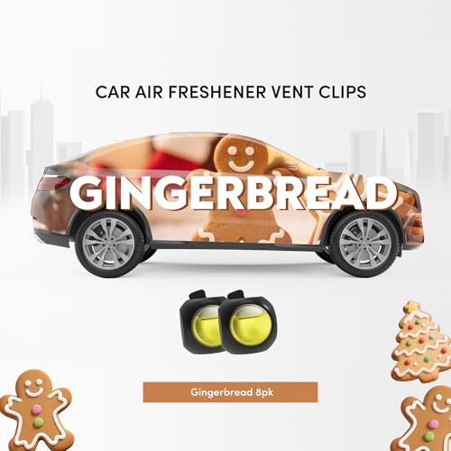 Car Air Freshener Vent Clips, 8 Pack, Provides Long-Lasting Scent, Up to 240 Days, Odor Eliminator (Gingerbread) - color: Gingerbread