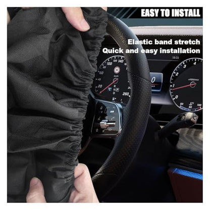 Car Steering Wheel Cover Sun Shade, Anti-Heat Steering Wheel Protector, Universal 18 Inch Auto Steering Wheel Sun Block Cover, Steering Wheel Shield Accessories for Most Car Truck SUV (Black) - color: Black