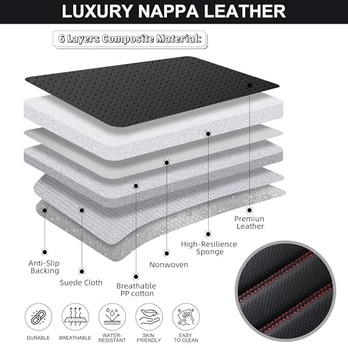BWTJF Front Car Seat Bottom Covers 2 Pack, Universal Auto Seat Cushions, Nappa Leather Full Wrapping Edge Compatible with Most of Vehicles - SUVs/Sedans/Pickup Trucks, Black&Red - color: Black&Red, size: StyleA-Stripes