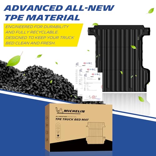 MICHELIN Truck Bed Mat for 2024-2026 Chevy Silverado EV RST/Trail Boss & GMC Sierra EV Denali/AT4 Only, All-Weather Truck Bed Liner, Custom Fit, Durable TPE Bedliner, Non-Slip - size: 2) Silverado EV/Sierra EV | 24-26 | 5.9 FT