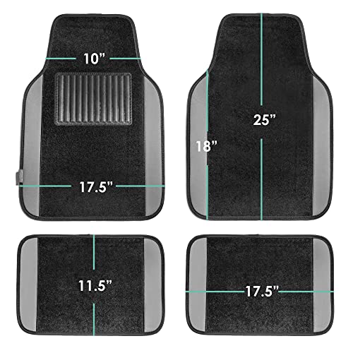 FH Group Automotive Floor Mats – Universal Fit Premium Carpet Car Mats with Driver Heel Pad, Full Set for Cars, SUVs & Trucks - Gray - color: Gray