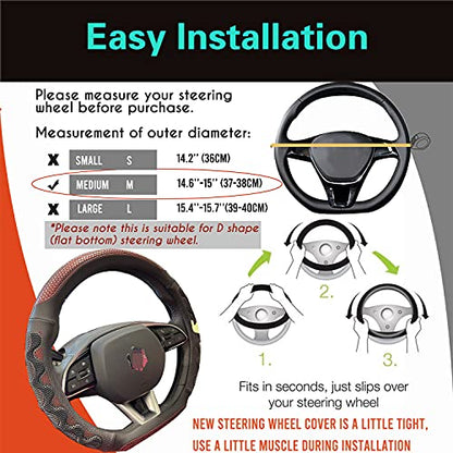 PINCTROT D Shaped 14.5-15 Inch Steering Wheel Cover Great Grip with 3D Honeycomb Anti-Slip Design, Flat Bottom 14.5-15 Inch (Wine Red) - color: 6.D-shaped,Wine Red, size: Medium(Standard) Size[14 1/2''-15'']