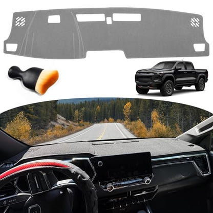 Dash Cover for Chevy Chevrolet Colorado/GMC Canyon 2023-2025 2026 Dashboard Cover Mat Non-Slip Center Console Protector Mat Sunshade(Gray)+1 Extra Handy Brush - color: Gray