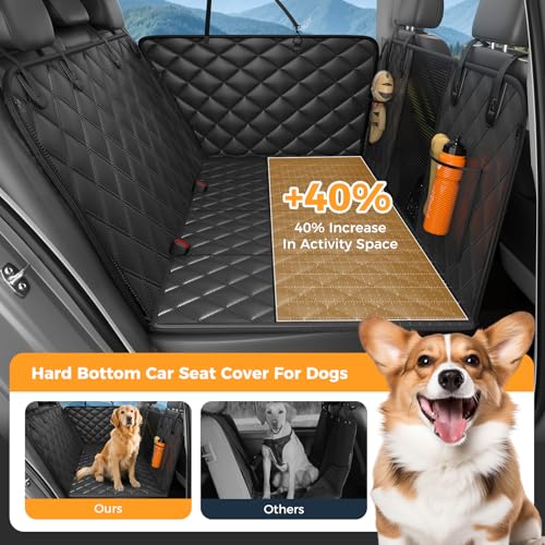 Dog Car Seat Cover for Back Seat, Hard Bottom Back Seat Extender for Dogs - Supports 400lbs, 2026 New Waterproof, Scratch Resistant, Anti Slip Portable Dog Hammock,Suitable for Cars, SUVs and Trucks