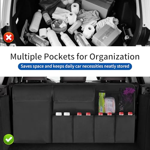 Car Trunk Organizer Backseat Hanging Organizer with Storage Pockets for Subaru Crosstrek, Forester, Outback, Ascent 2000-2024 2025 Car Accessories - color: Black, size: 40" x 18"