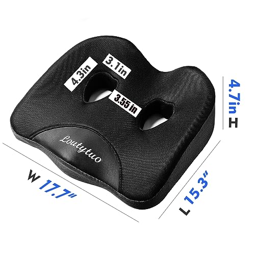 Seat Cushion Pillow,100% Memory Foam and Washable Cover,for Office Chair,Car Seat and Wheelchair, Soft Support Seat Cushion - color: Black