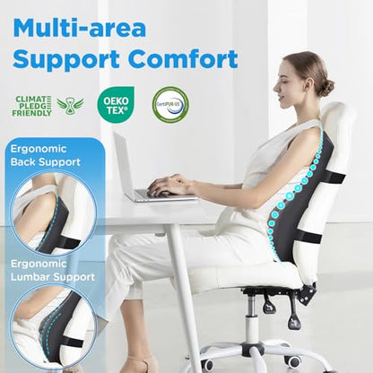 Teemour High Back Support Pillow for Office Chair, Fully Support Back Cushion - Memory Foam Lumbar Support Pillow for Office Chair, Desk, Gaming Chair, Promotes Posture Pain Relief Adjustable Straps - size: Long Back