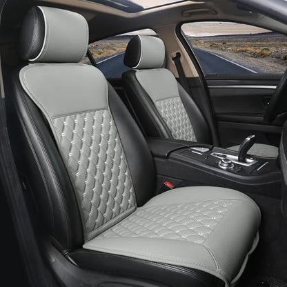 Black Panther 1 Pair Luxury Car Seat Covers Protectors, Universal Anti-Slip Driver Seat Cover with Partial Backrest Coverage (Middle Part Only), Diamond Pattern, Compatible with 95% Cars (Grey) - color: Pair -Diamond- Light Grey