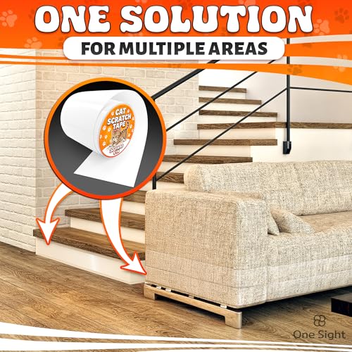 Anti Scratch Cat Tape for Furniture 4" X 30 Yards – PVC Couch, Carpet and Door Protection with Easy Peel Arrow Marker, Wide Clear Sticky Adhesive Cat Scratch Furniture Protector – Easy to Install