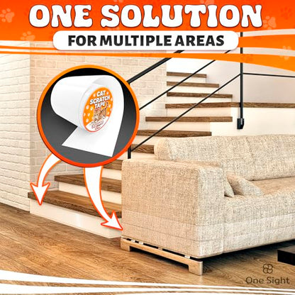 Anti Scratch Cat Tape for Furniture 4" X 30 Yards – PVC Couch, Carpet and Door Protection with Easy Peel Arrow Marker, Wide Clear Sticky Adhesive Cat Scratch Furniture Protector – Easy to Install