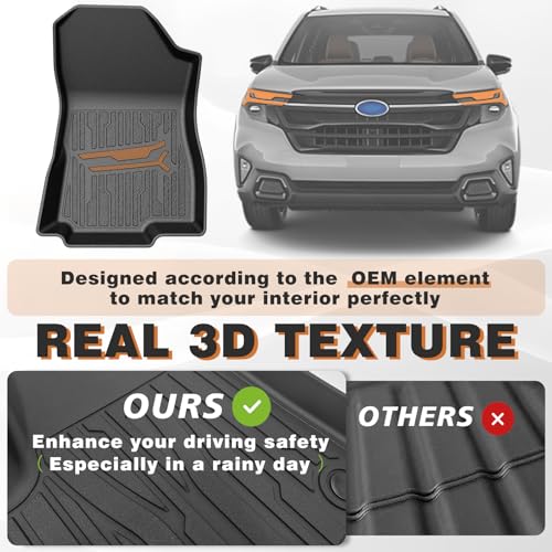 TripleAliners Floor Mats 1st & 2nd Row Compatible with 2025 2026 Subaru Forester Accessories TPE All-Weather Protection Floor Liner Anti Slip (Won't Fit Hybrid) - size: Forester | 2025+