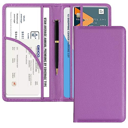 CoBak Car Registration and Insurance Holder - Vehicle Glove Box Car Organizer,Auto Truck Comparment Accessories Case with Magnetic Closure for Essential Document,Driver License,Cards - color: L-Pebbled Purple