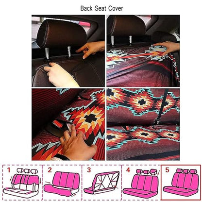 Howilath Cows Sunflowers Print Car Seat Covers Full Set(4 Pack),Split Front Seat and Rear Back Bench Covers Universal for Most Cars Trucks Suvs - color: Cows Sunflowers