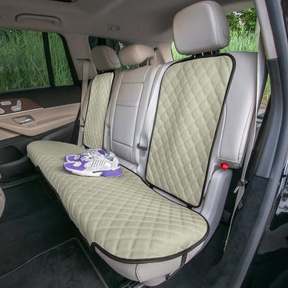 FH Group Car Seat Cushion Rear Set Beige Faux Leather Automotive Seat Cushions - Universal Fit, Rear Car Seat Cushion, Car Seat Cushions With Non-slip Silicone Backing for SUV, Sedan, Van - color: Beige, style: Rear Set