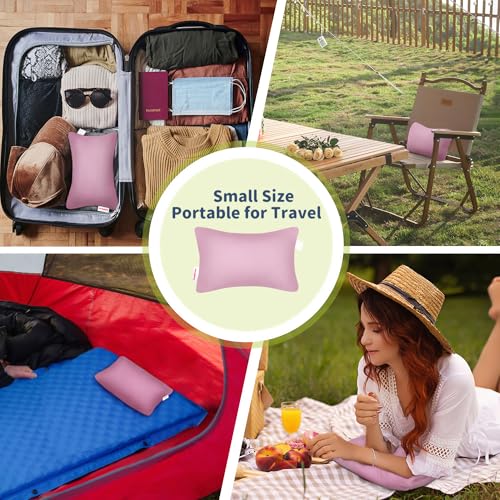 Pro Goleem Small Pillow 11"x7"x2.5" for Camping and Traveling with Name Tag Mini Tiny Pillow for Toddler Sleeping and Chair Car Air Nap Neck Lumbar Knee Rest Pillows, Pink - color: Pink