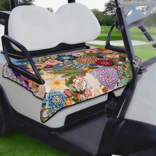 Golf Cart Seat Covers, Universal Golf Cart Seat Towel Blanket for Yamaha, EZGO, Club Car, Icon and More 2-Seat Carts, 100% Microfiber Keeps Seat Comfortable and Clean - color: boho