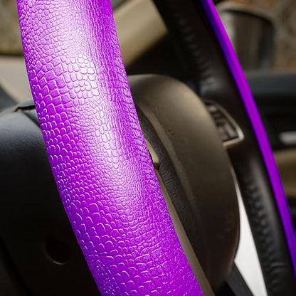 FH Group Universal Fit Silicone Snake Pattern with Massaging Grip Violet Steering Wheel Cover fits Most Cars, SUVs, Trucks, and Vans Violet - color: Violet