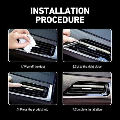 10 PCS Bling Car Vent Outlet Trims, Rhinestone PVC AC Straight Vent Decoration Strip, U-shape Clip-on Trim for Women & Girls, Interior Accessory for Most Vehicles (White)