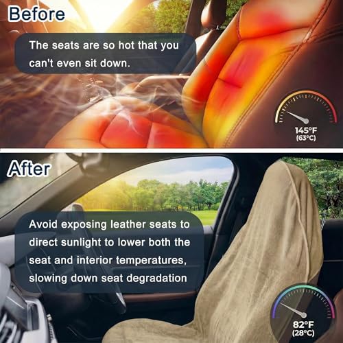Car Seat Towel Cover, 2 Pack Universal Front Seat Protector for Cars, SUVs and Trucks, Sweat Towel Car Seat Cover for Gym, Yoga, Swimming, Pets and Family Travel, Beige - color: Beige