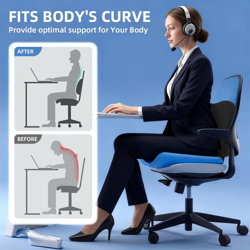 Lumbar Support Pillow for Office Chair, Memory Foam Lumbar Pillow for Lower Back Pain Relief (xiaoyaokaoblack) - color: Xiaoyaokaoblack
