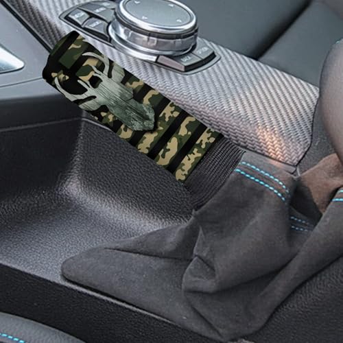 Camouflage Deer Car Handbrake Cover Gear Shift Knob Cover American Flag Auto Interior Accessory 2 Piece for Women Men - color: Deer American Flag Camouflage