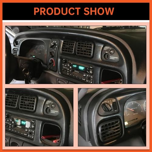 ECOTRIC Dash Board Bezel Cover Compatible with 1998-2002 Dodge Ram 1500 2500 3500 Truck Replace for 68042746AC, 5GK51DX9AA, 5EU11DX9AB w/Clips - size: Dash Bezel W/O Vents